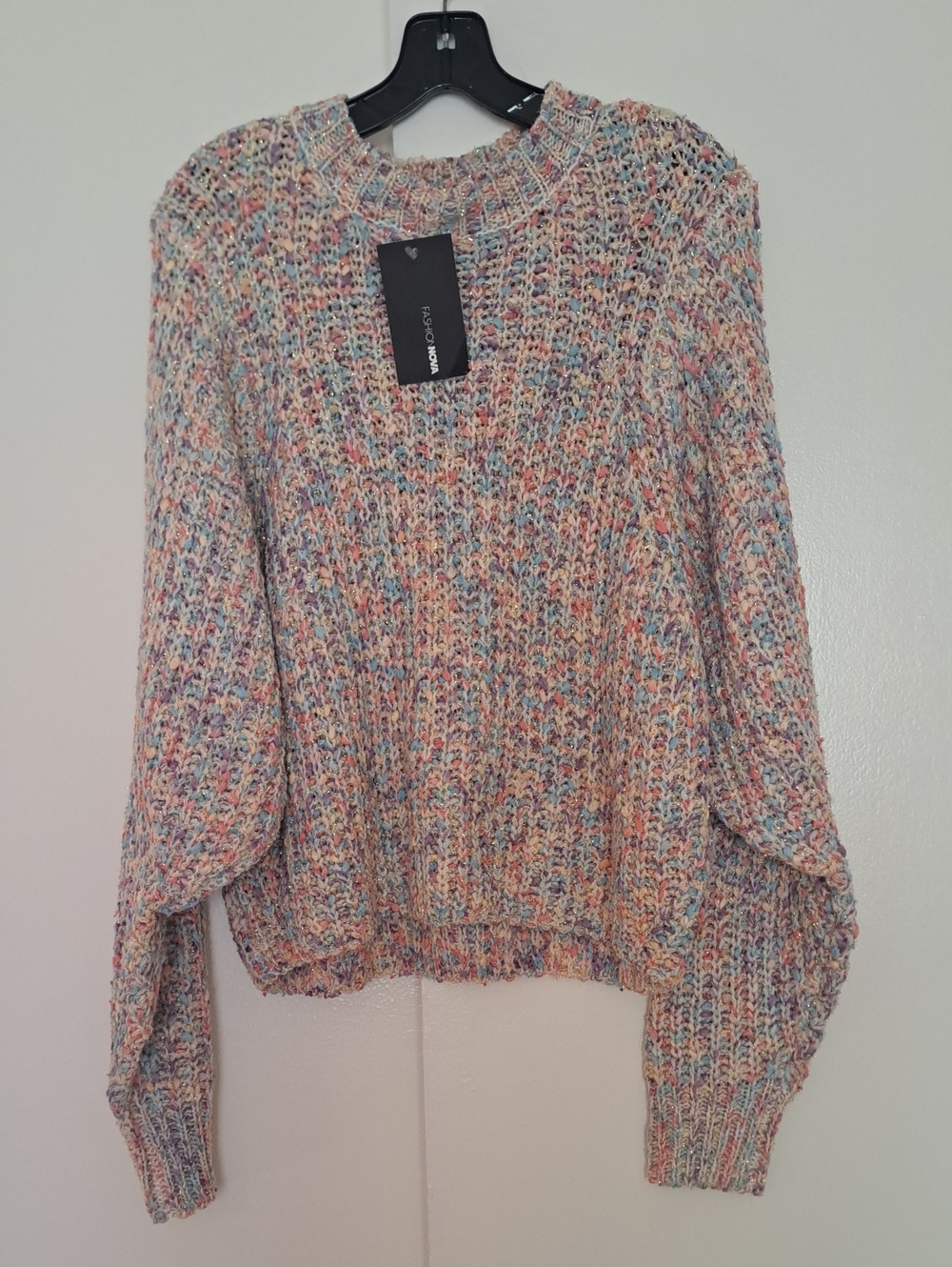 Fashion Nova Pastel Multicolor Crewneck Sweater